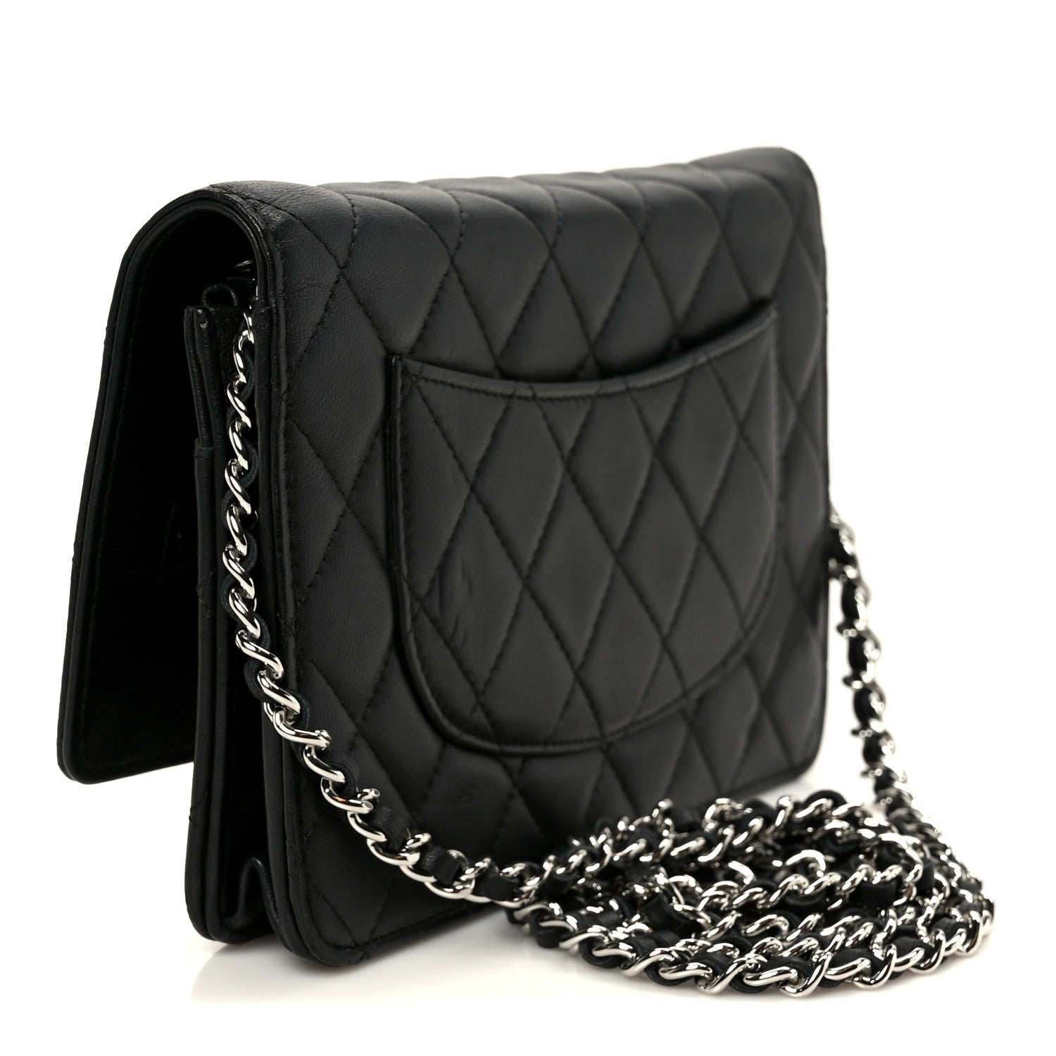 Chanel Lambskin Quilted Wallet On Chain WOC Black