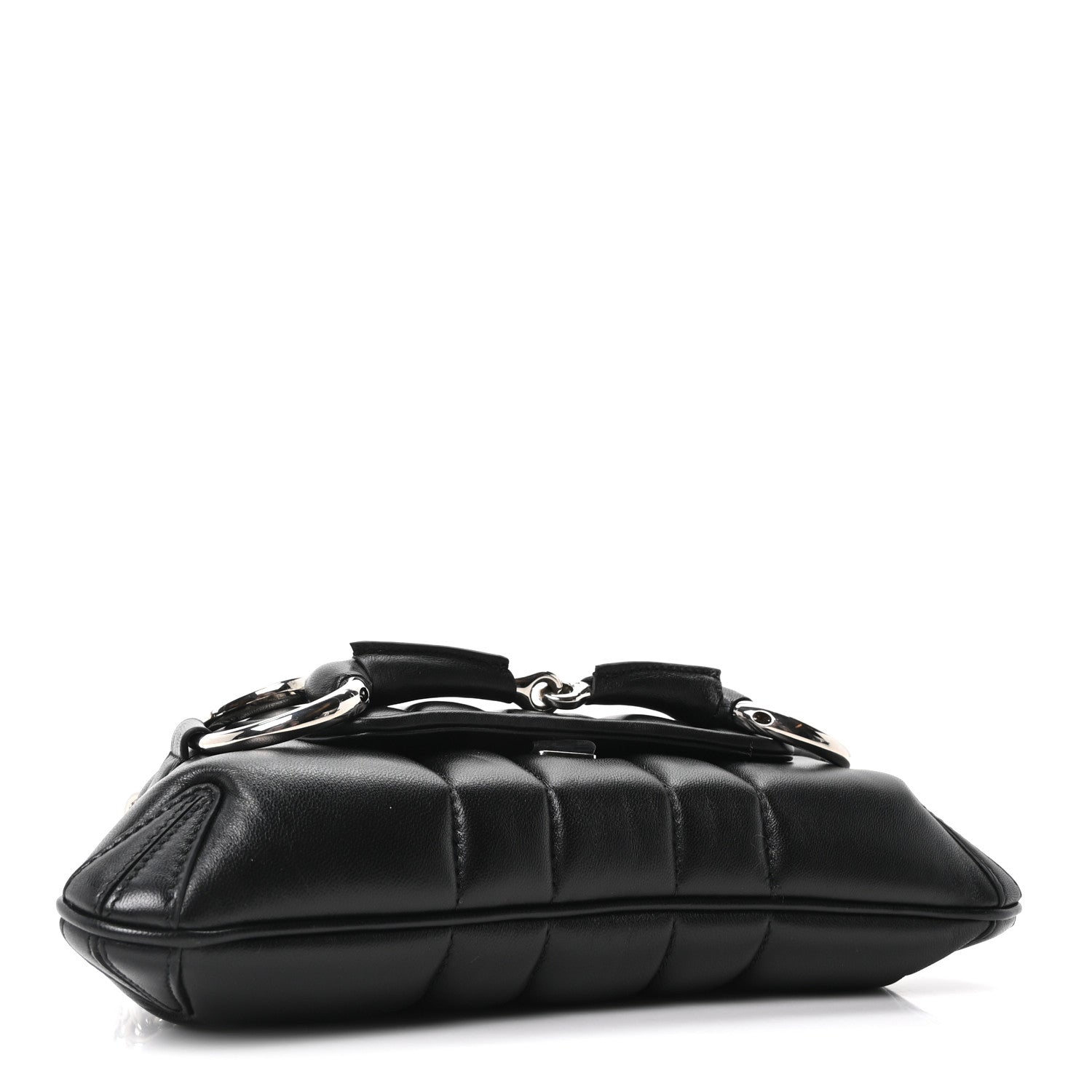 Gucci Nappa Vertical Matelasse Small Maxi Horsebit Chain Shoulder Bag Black