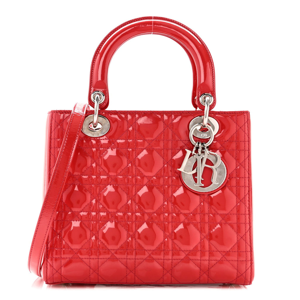 Christian Dior Patent Cannage Medium Lady Dior Fuchsia