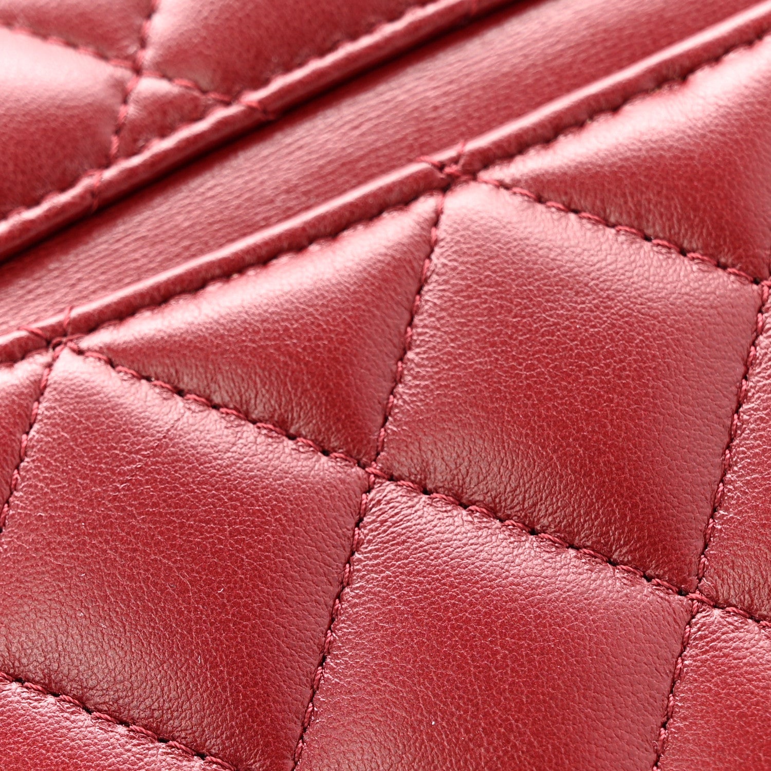 Lambskin Quilted Top Handle Slim Vanity With Chain Burgundy