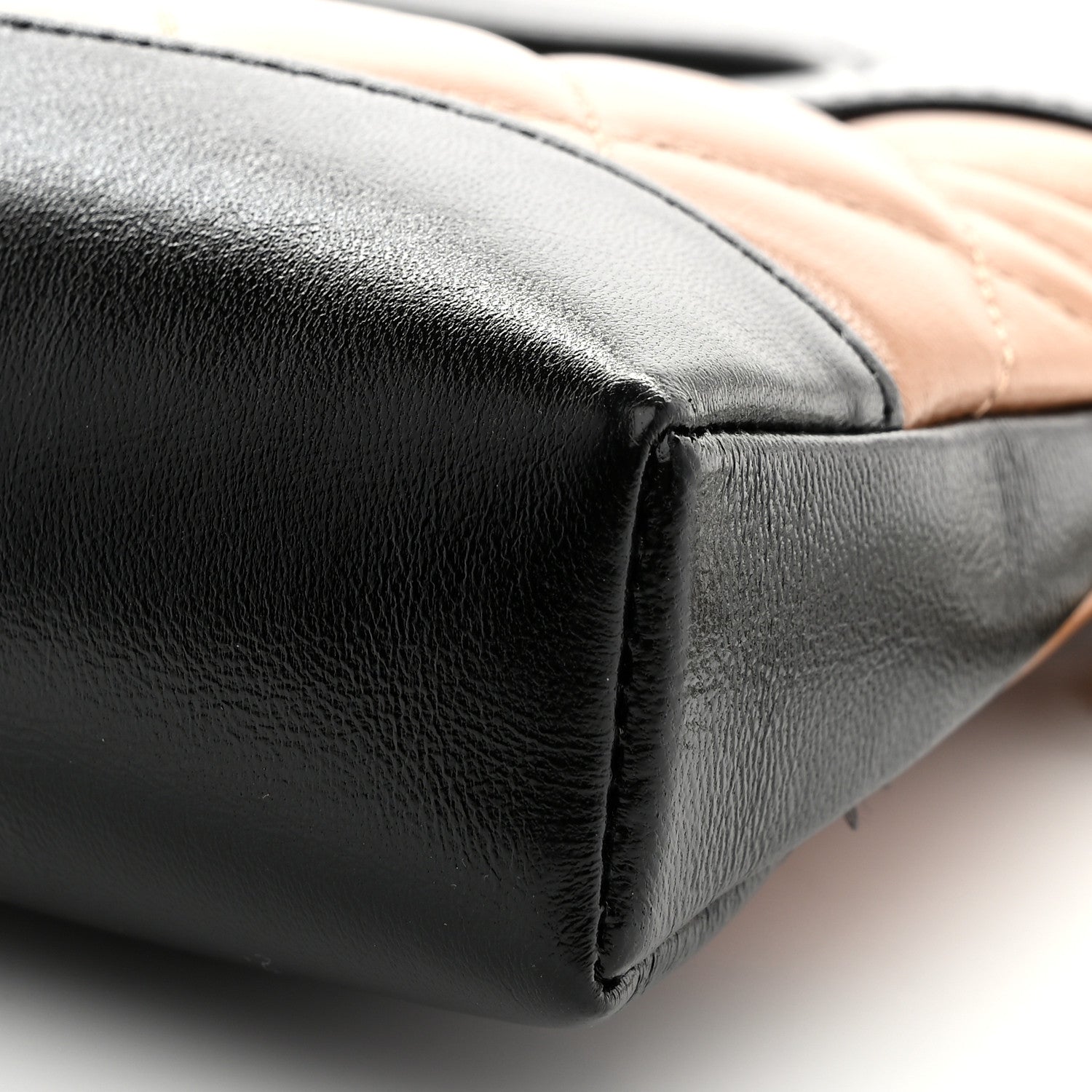 Chanel Shiny Crumpled Calfskin Quilted Nano 31 Shopping Bag Dark Beige Black