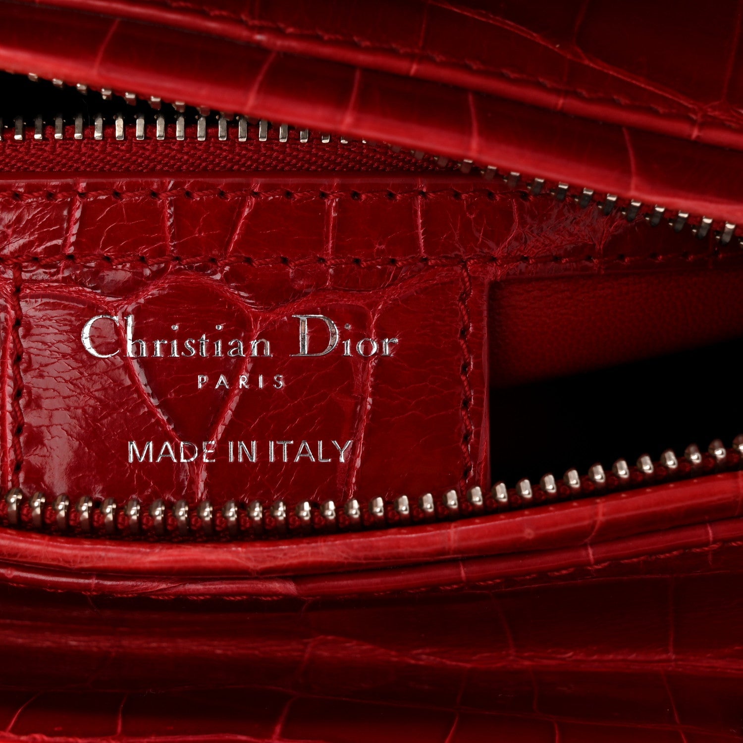 Christian Dior Alligator Medium Lady Dior Red