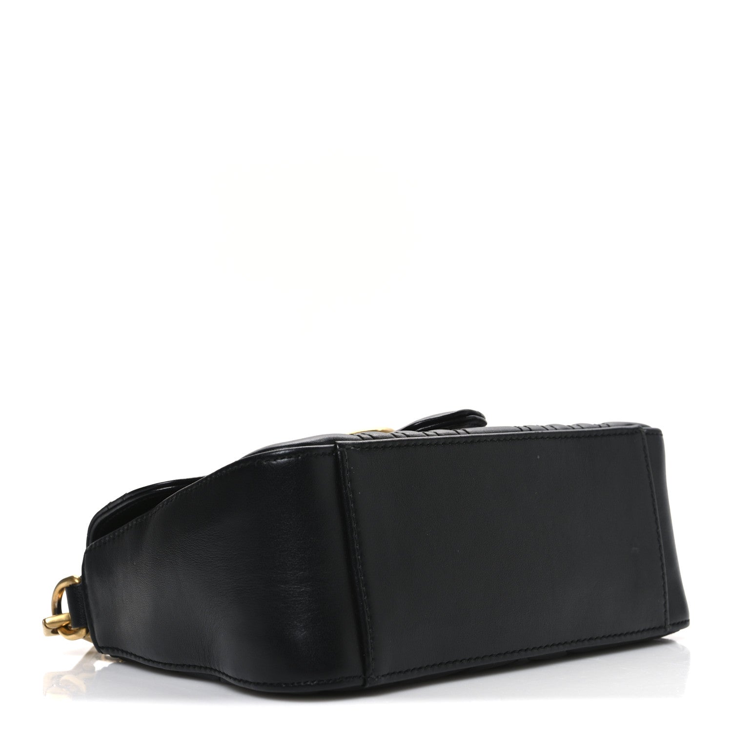 Gucci Calfskin Matelasse Mini GG Marmont Top Handle Shoulder Bag Black