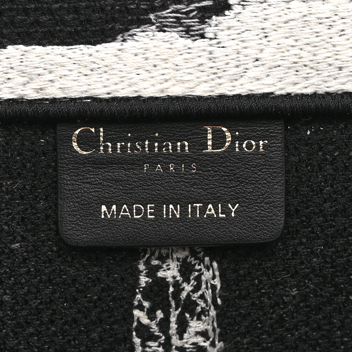 Christian Dior Canvas Embroidered Medium Paris Book Tote Black White