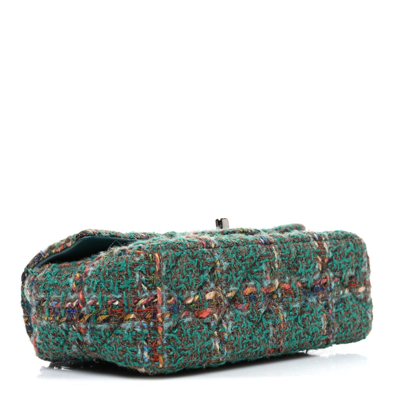 Chanel Tweed Quilted Mini Rectangular Flap Green