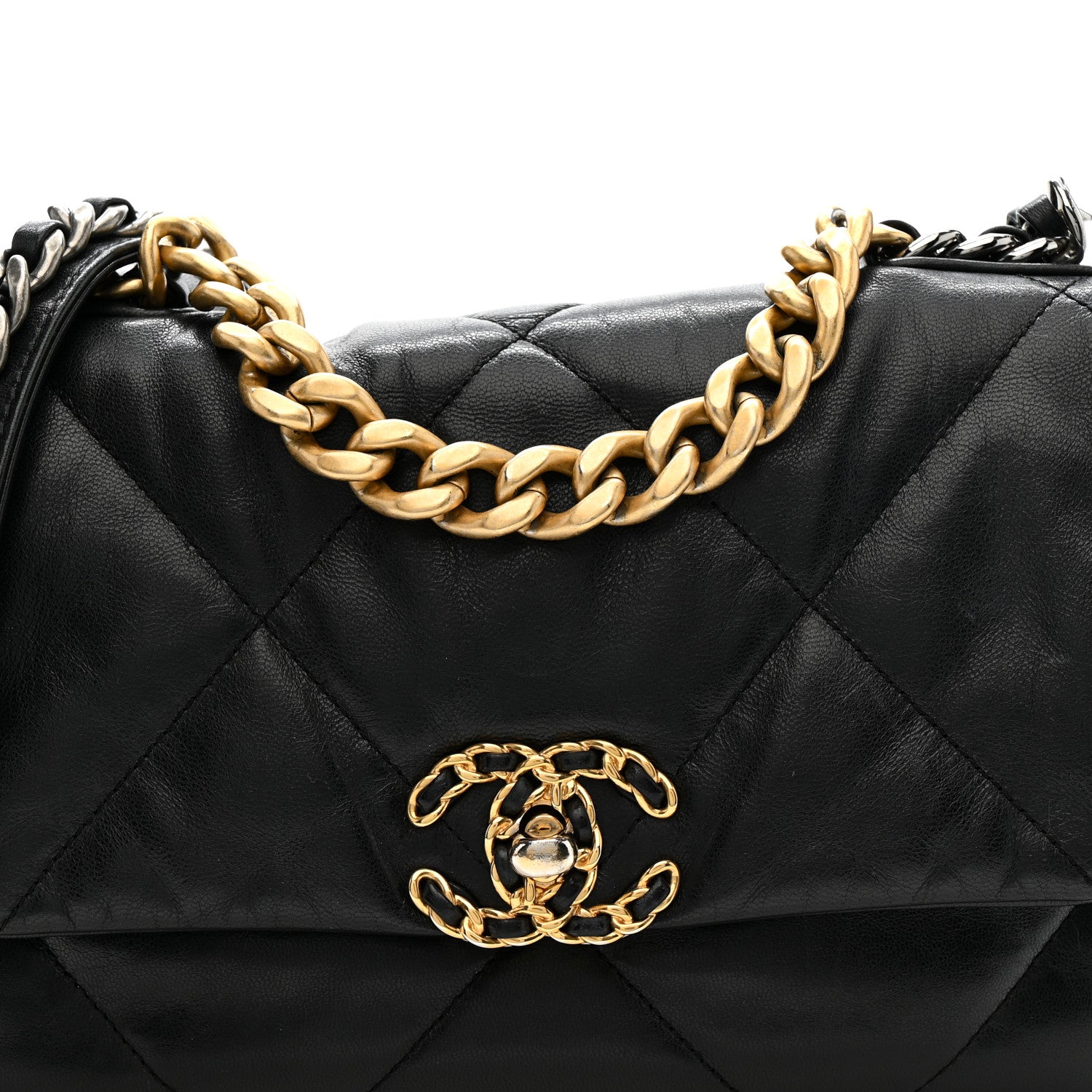 Chanel Goatskin Quilted Medium Chanel 19 Flap Black