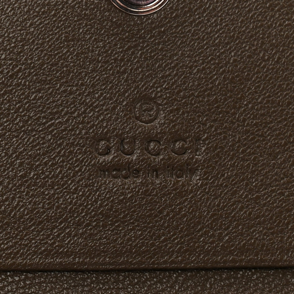Gucci Sakai Be Green Calfskin Diagonal Stitched Blondie Card Case Wallet Craclet Brown