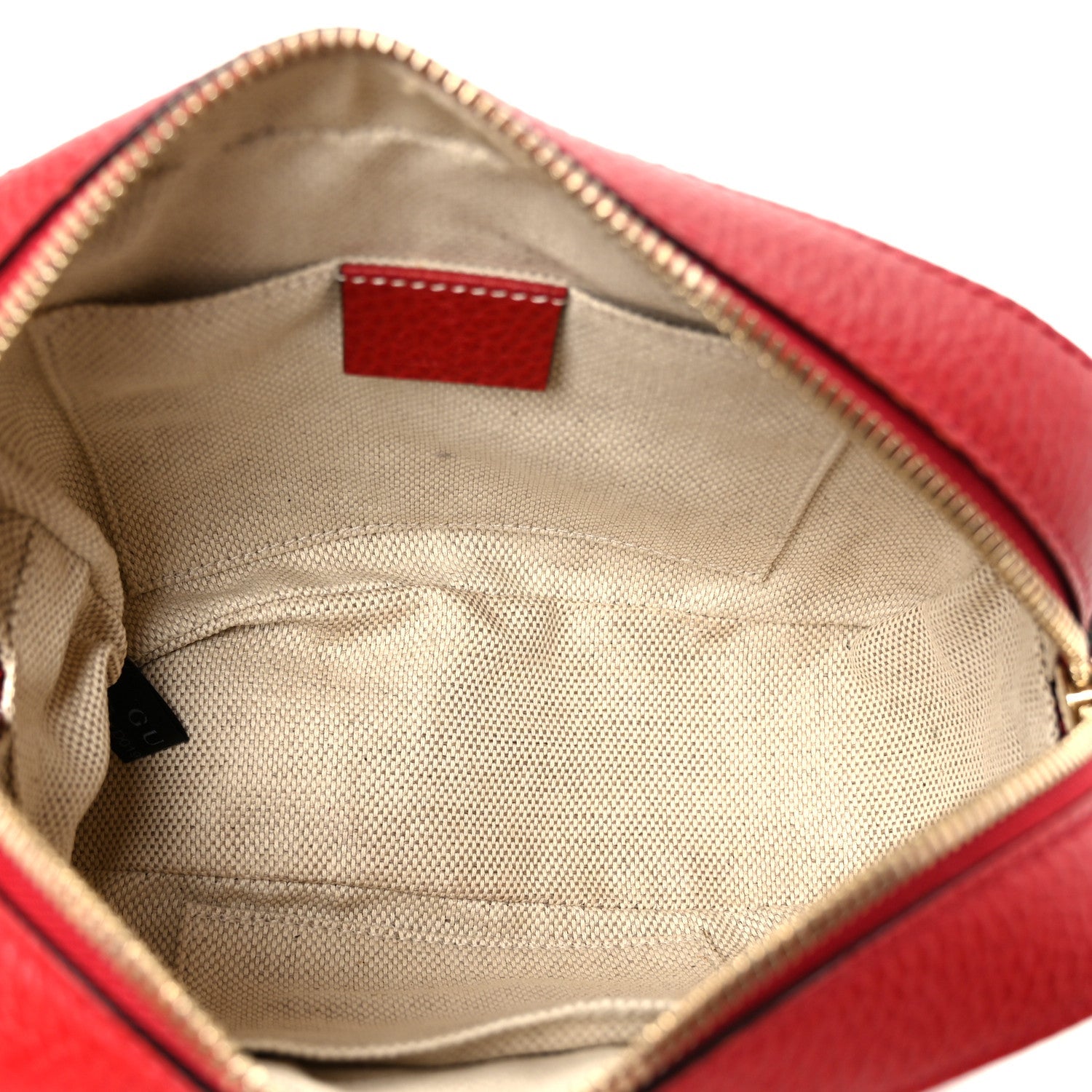 Gucci Dollar Calfskin Bi-Color Small Soho Disco Bag New Rosette Hibiscus Red