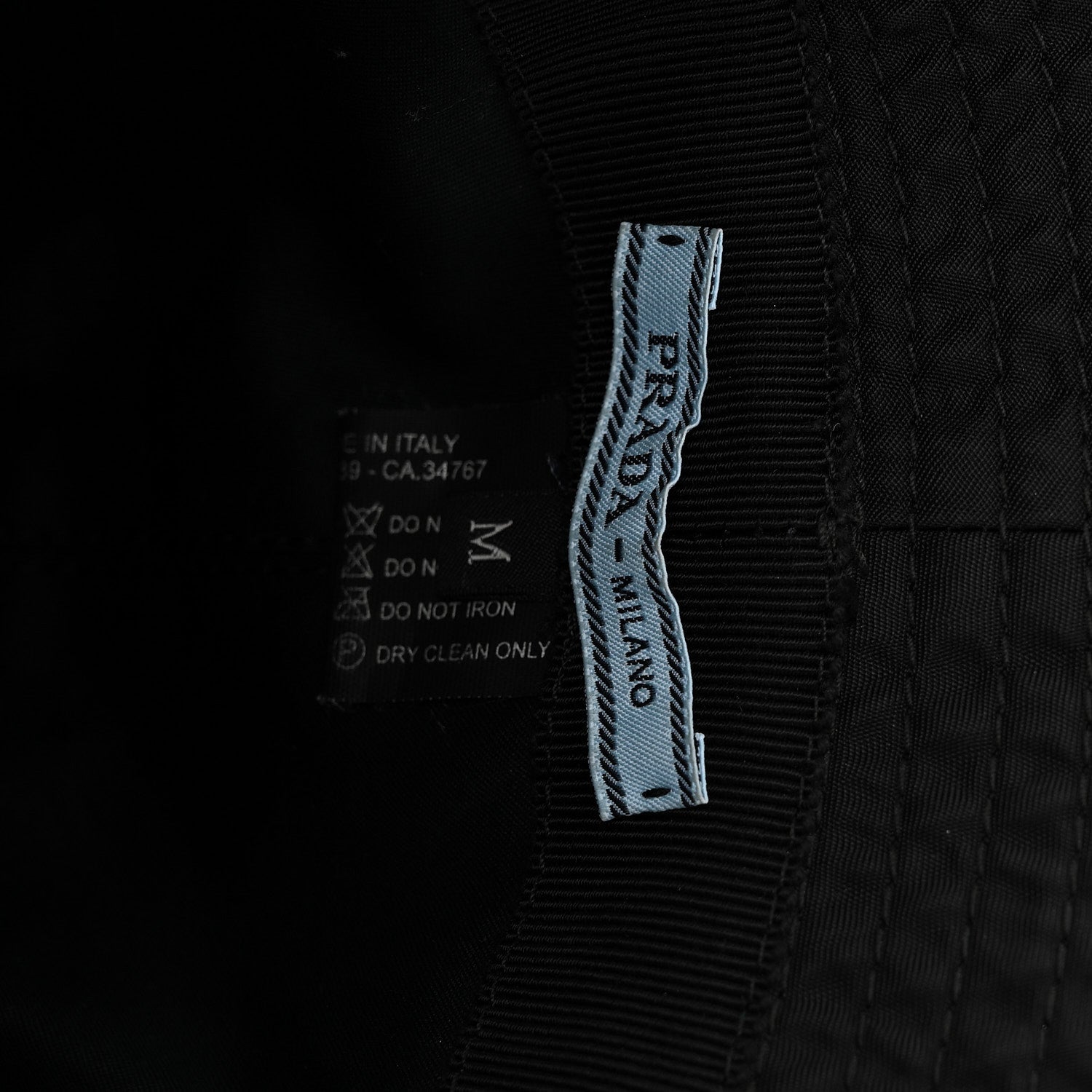 Prada Re-Nylon Metal Triangle Logo Womens Bucket Hat M Black