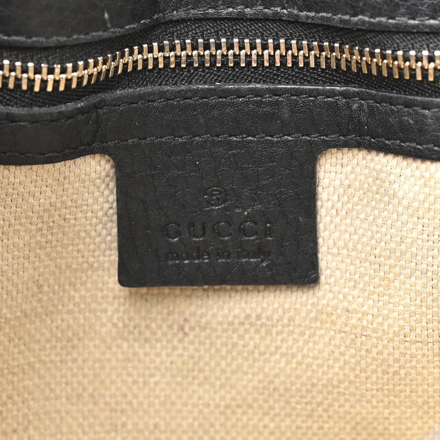 Gucci Pebbled Calfskin Medium Soho Flap Crossbody Black