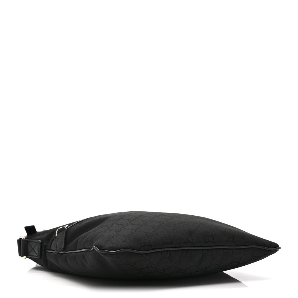 Gucci Nylon Monogram Small Flat Messenger Bag Black