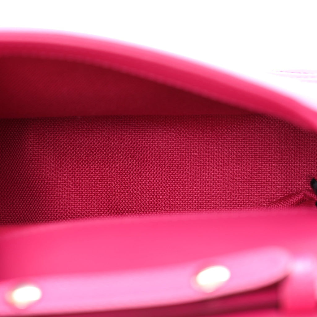 Gucci Calfskin Matelasse Monochrome Mini GG Marmont Top Handle Shoulder Bag Classic Fuxia