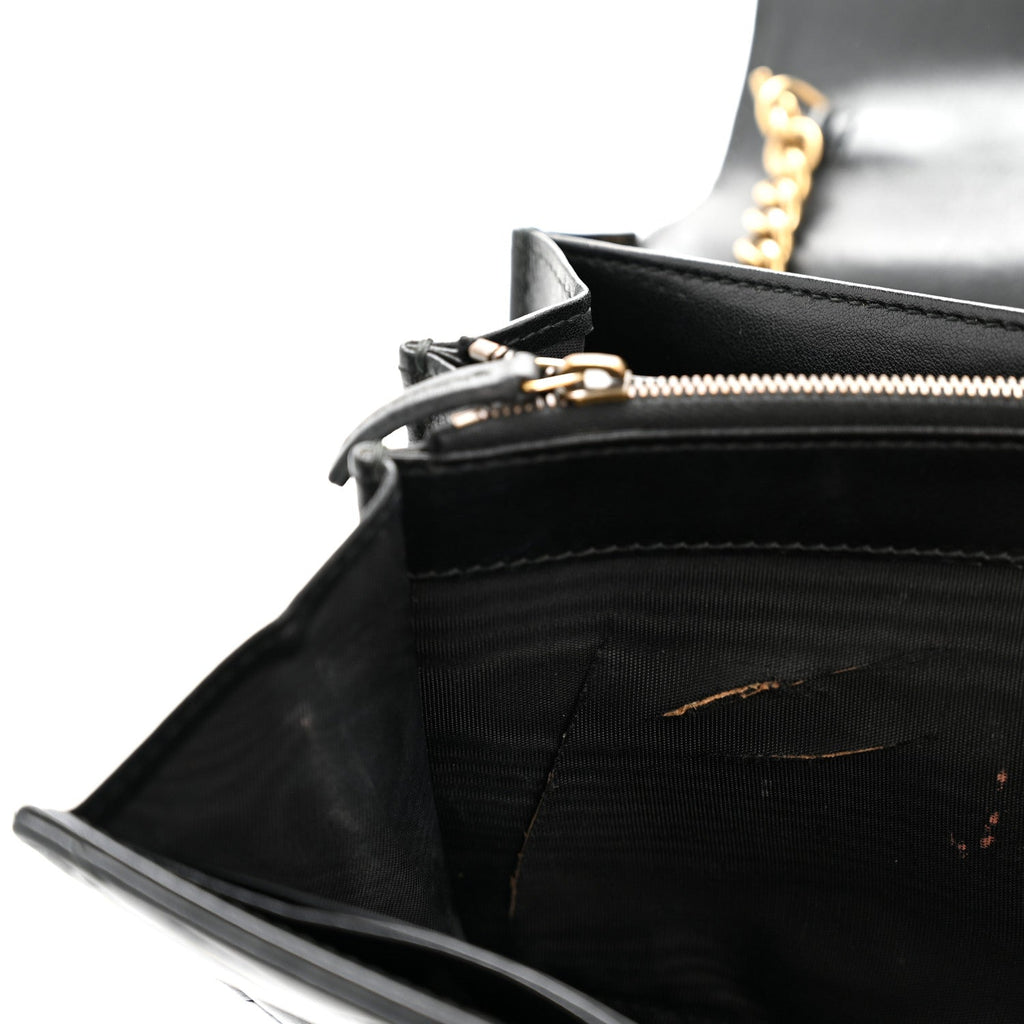 Gucci Calfskin Matelasse GG Marmont Chain Wallet Black