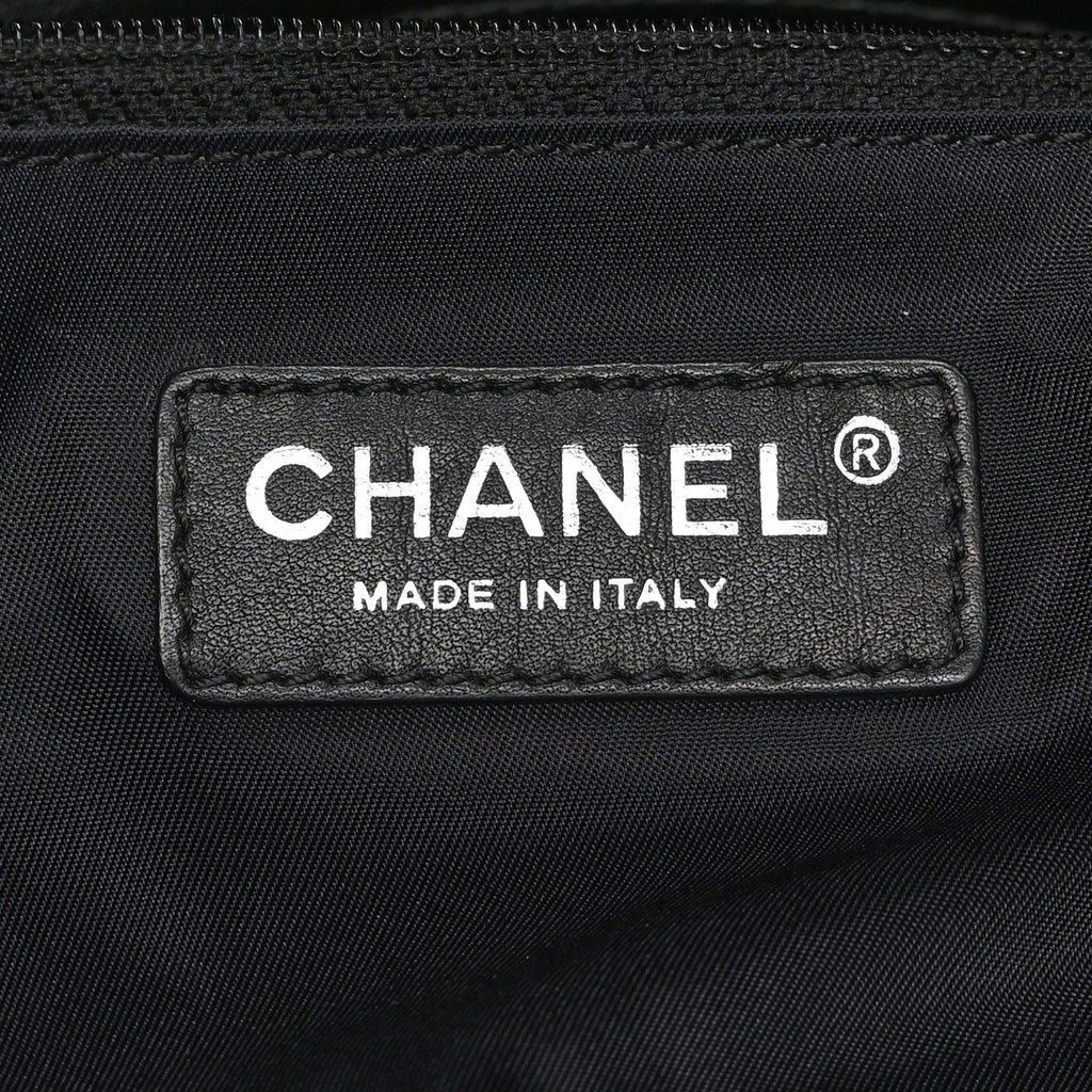 Chanel Coated Canvas Quilted Large Paris Biarritz Tote Black