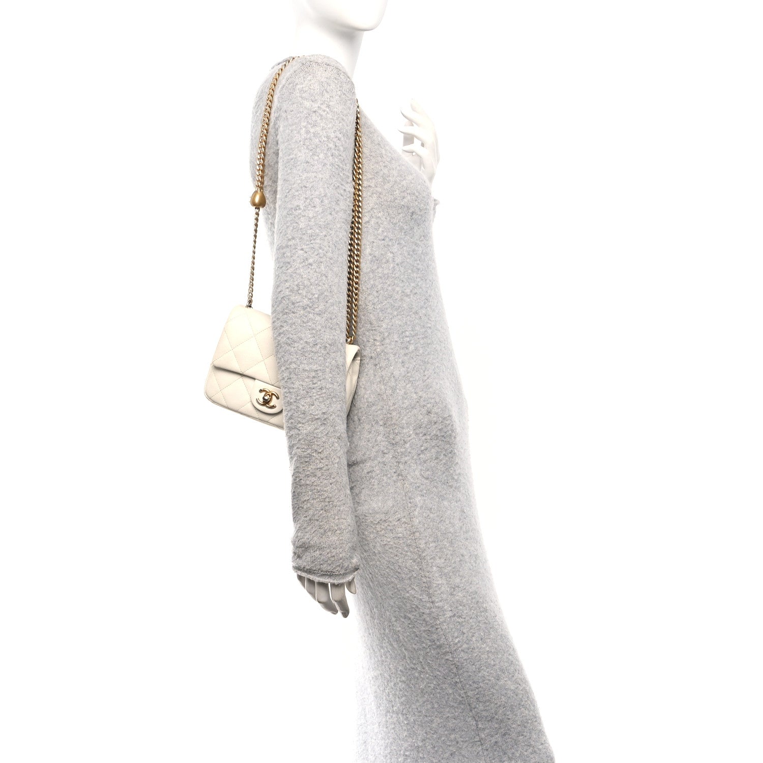 Chanel Caviar Quilted Mini Sweetheart Flap White
