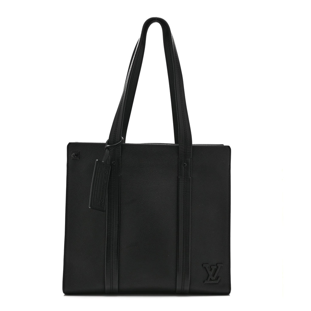 Louis Vuitton Grained Calfskin LV Aerogram Tote Black