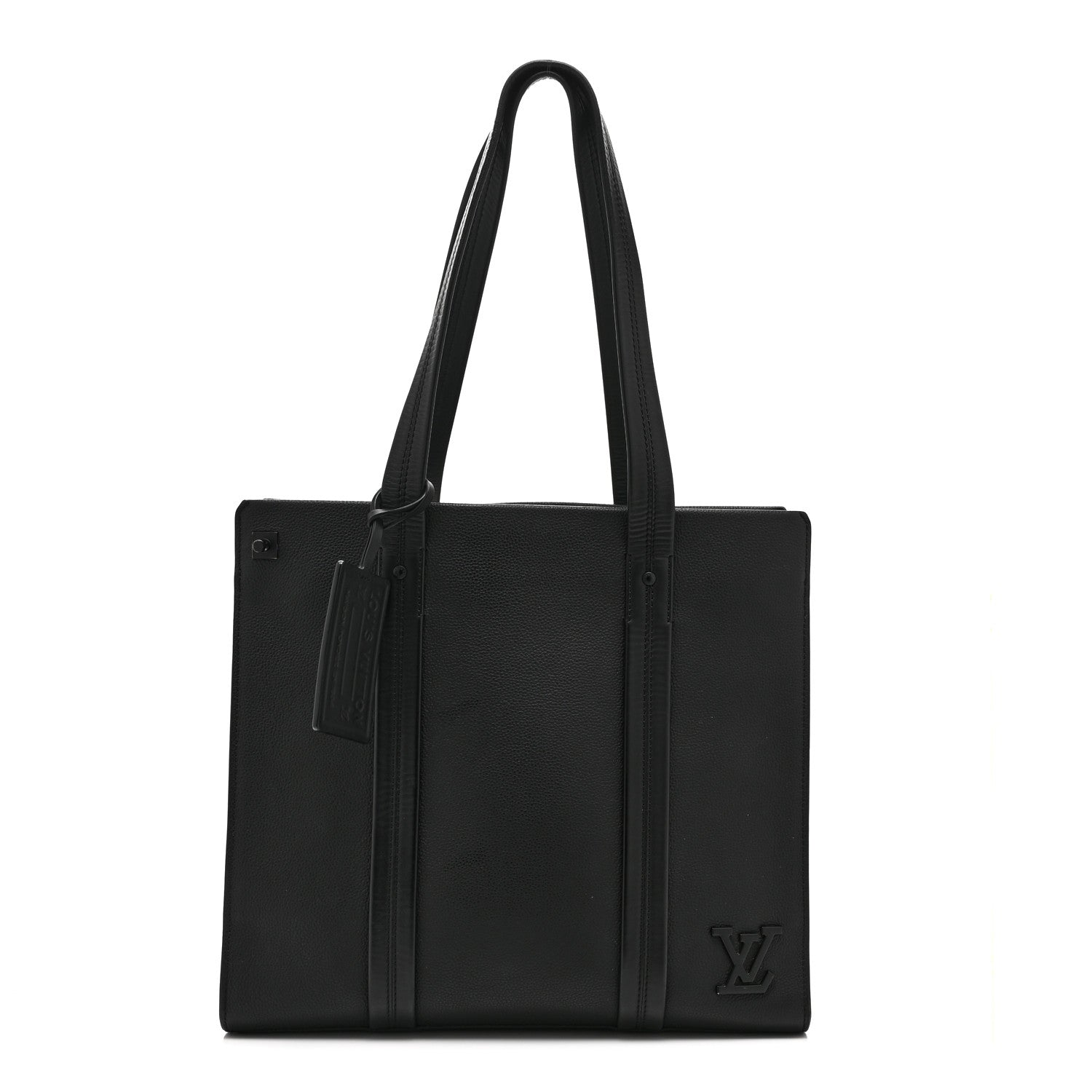 Louis Vuitton Grained Calfskin LV Aerogram Tote Black