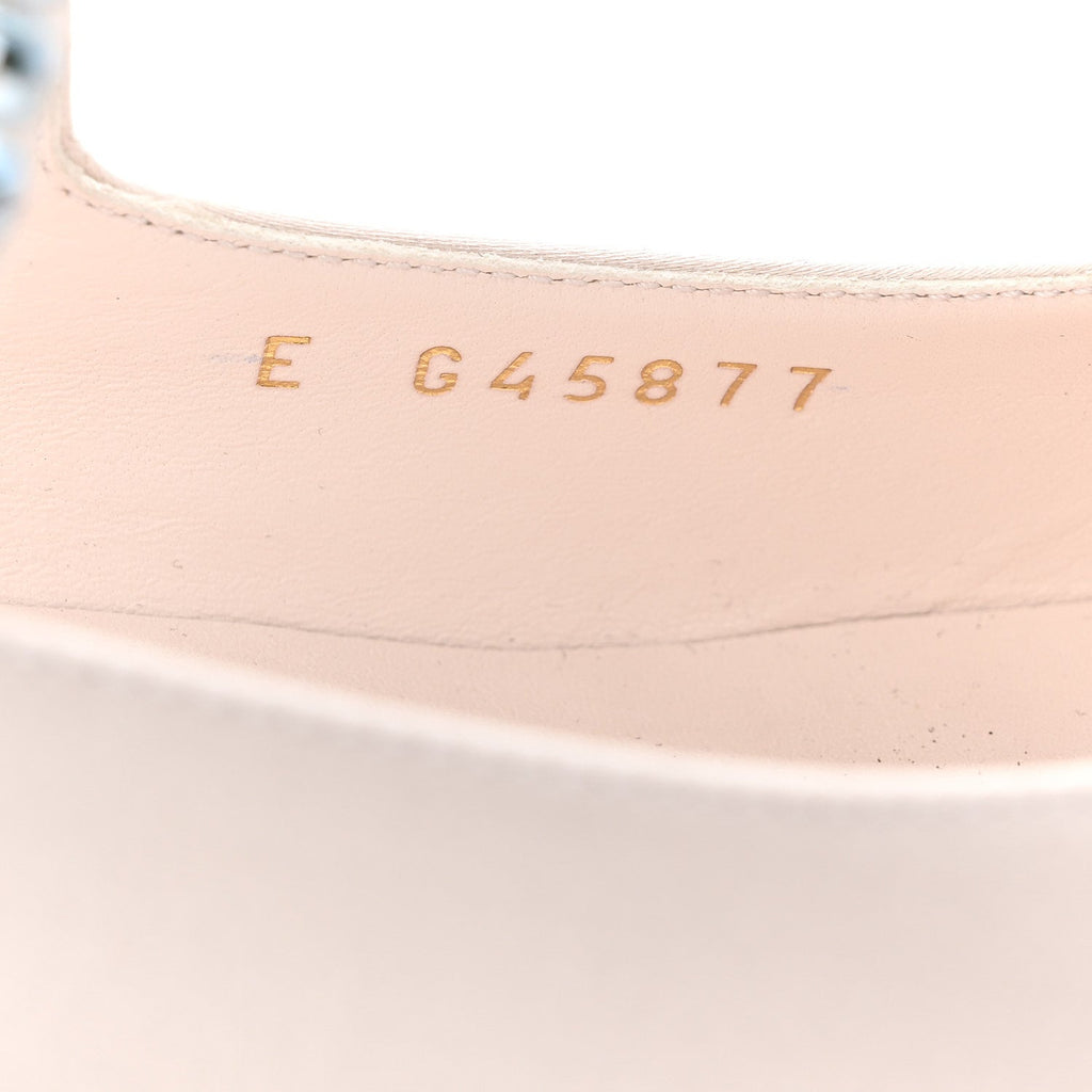 Chanel Strass Satin Grosgrain Mary Jane Flats 38 Ivory Black