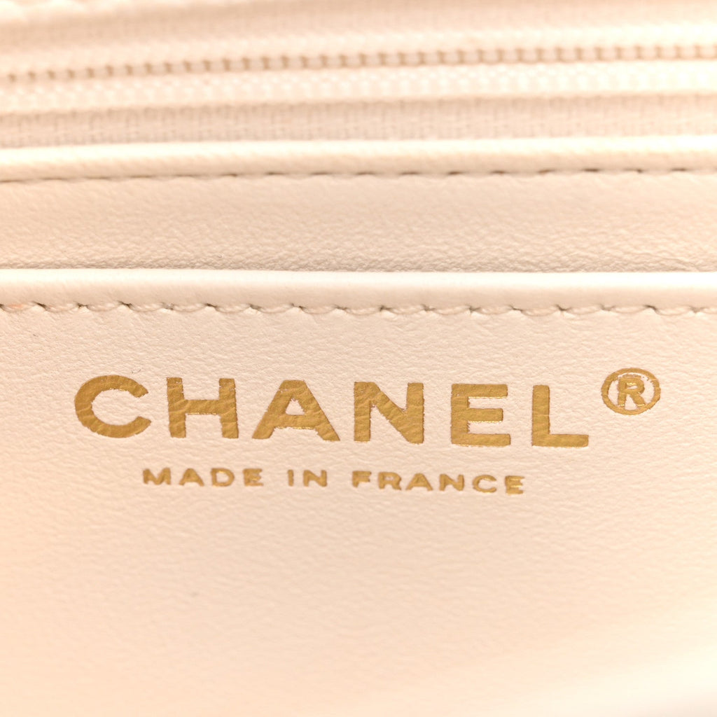 Chanel Caviar Quilted Mini Retro Twist Top Handle Flap White