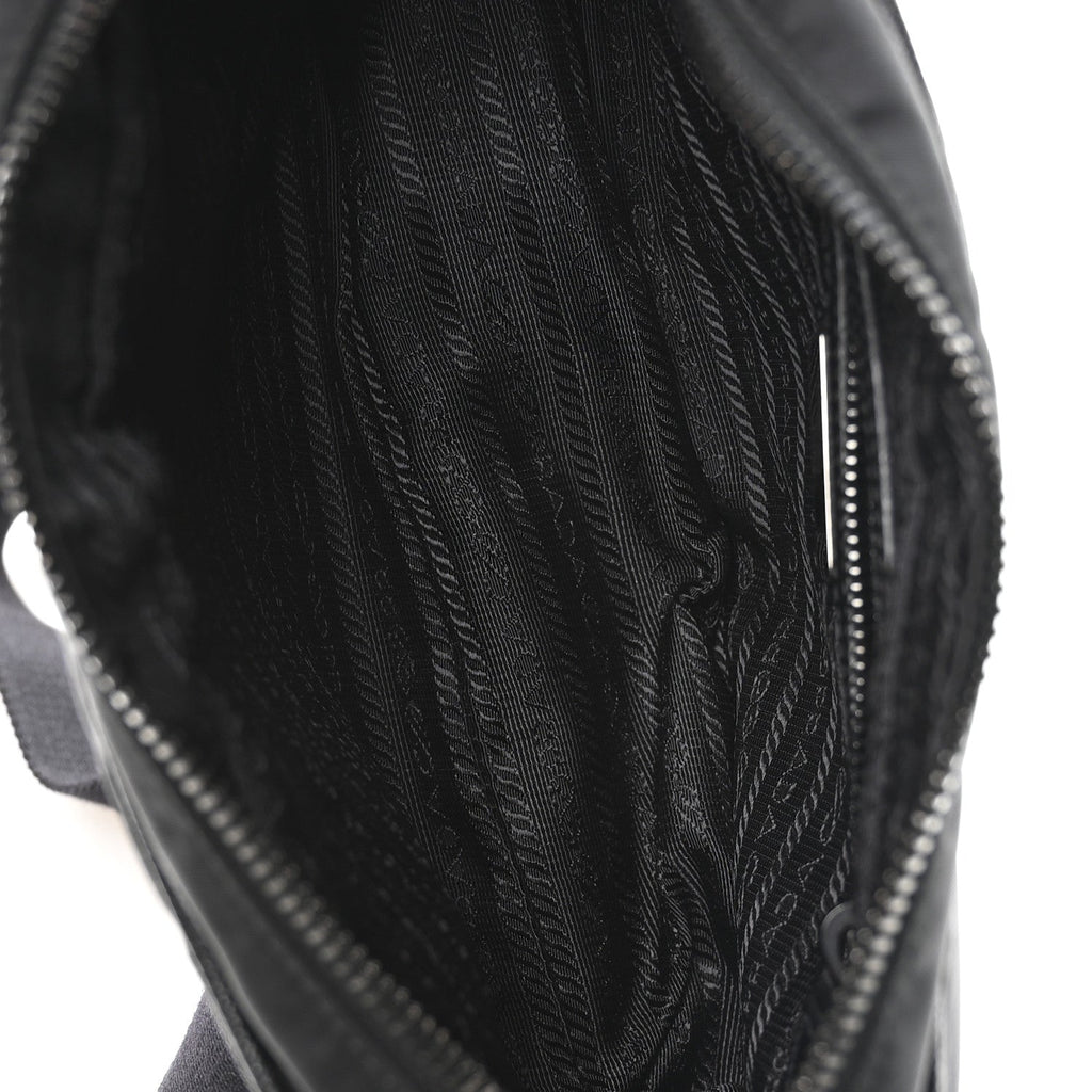 Prada Re-Nylon Vela Saffiano Pocket Double Zip Shoulder Bag Black