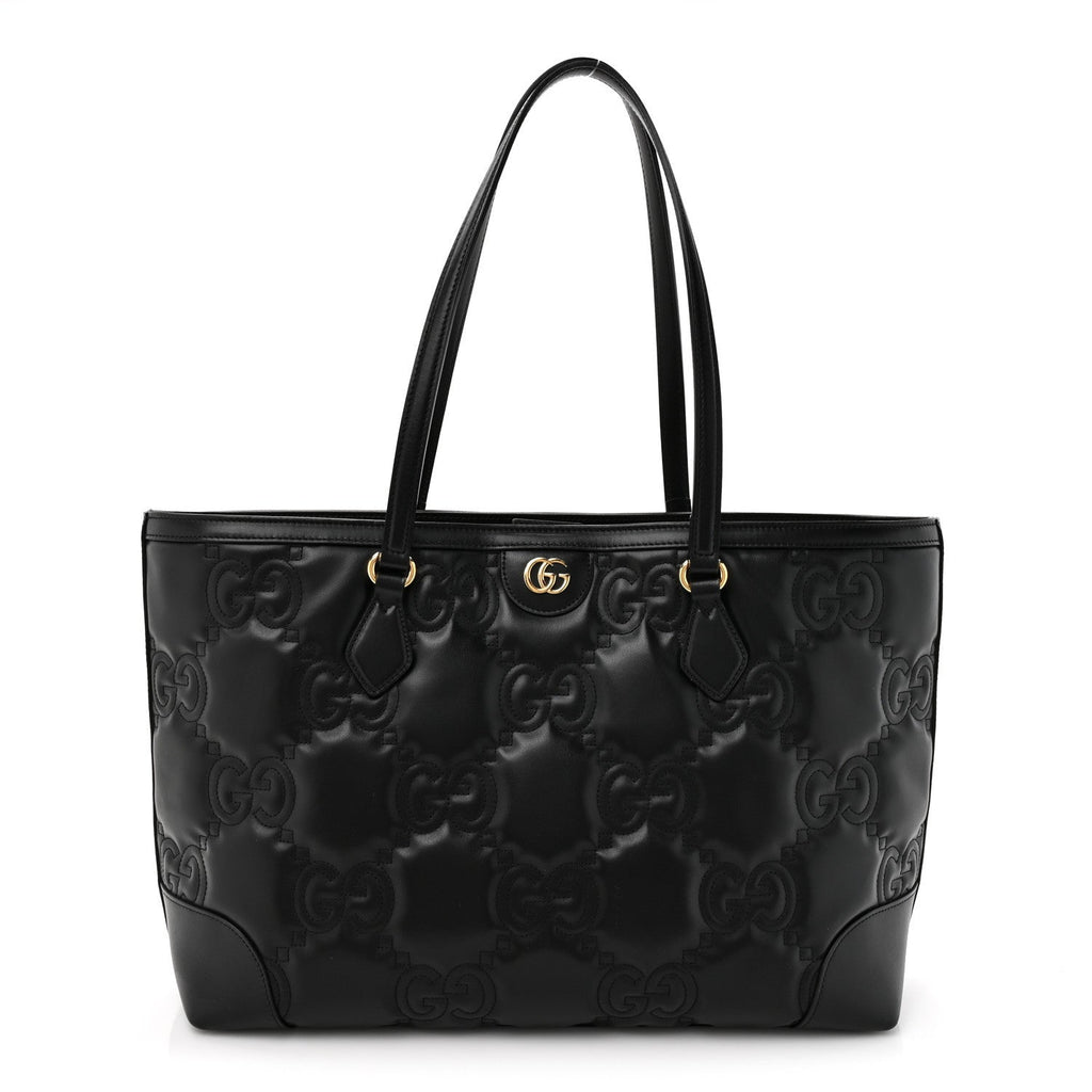 Gucci Calfskin GG Matelasse Medium Ophidia Shopping Tote Black