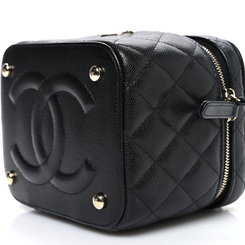 Chanel Caviar Quilted Small CC Vanity Case Black Black
