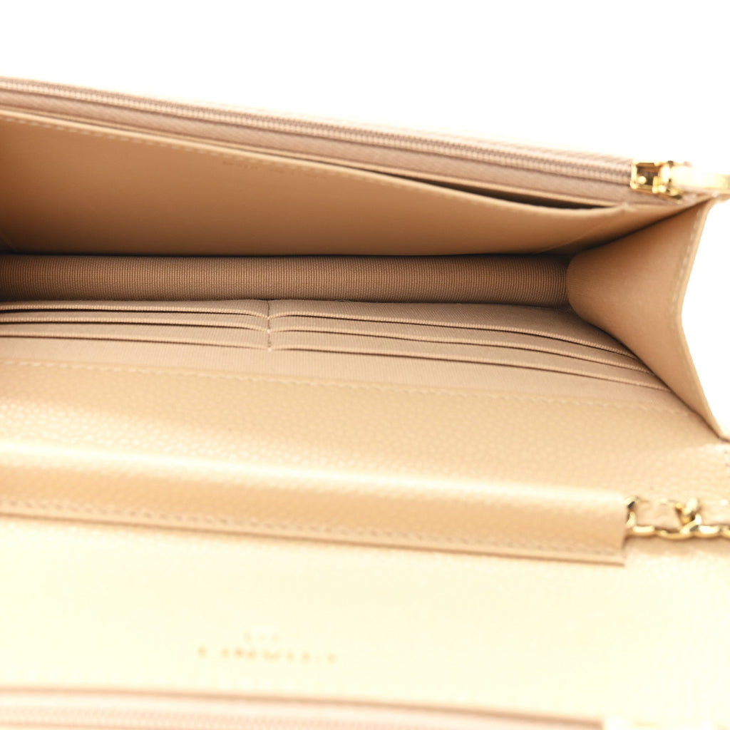 Chanel Caviar Quilted Wallet on Chain WOC Beige