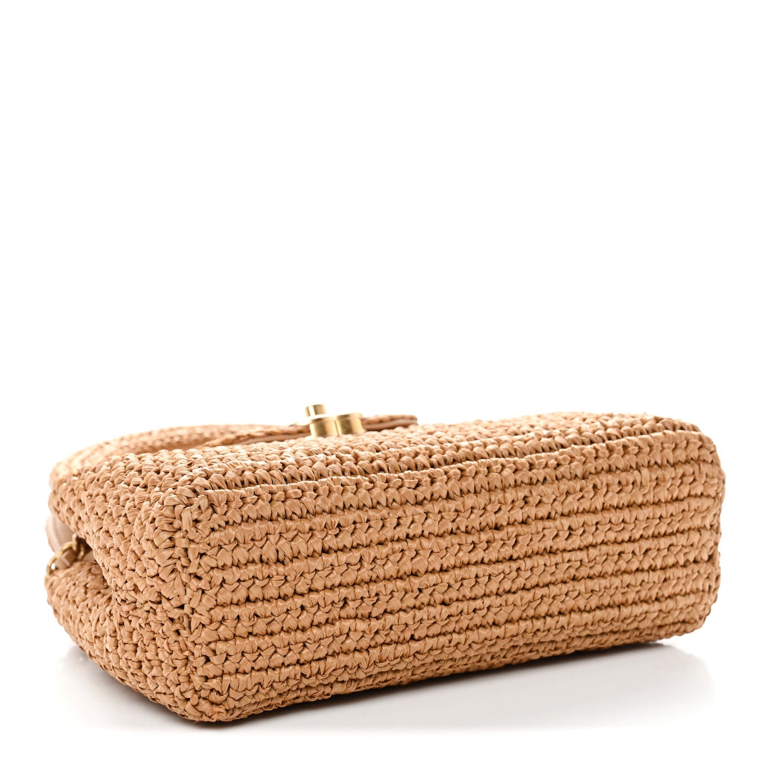 Chanel Braided Raffia Nano Kelly Flap Bag Dark Beige