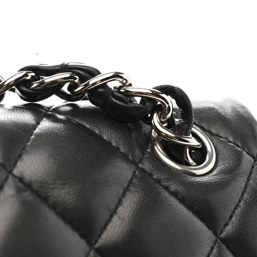 Chanel Lambskin Quilted Jumbo Double Flap Black