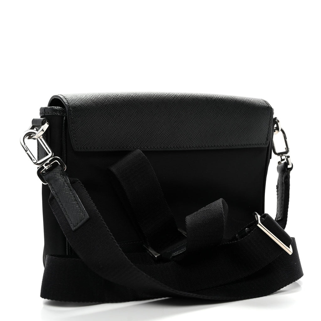 Prada Re-Nylon Saffiano Triangle Shoulder Bag Black