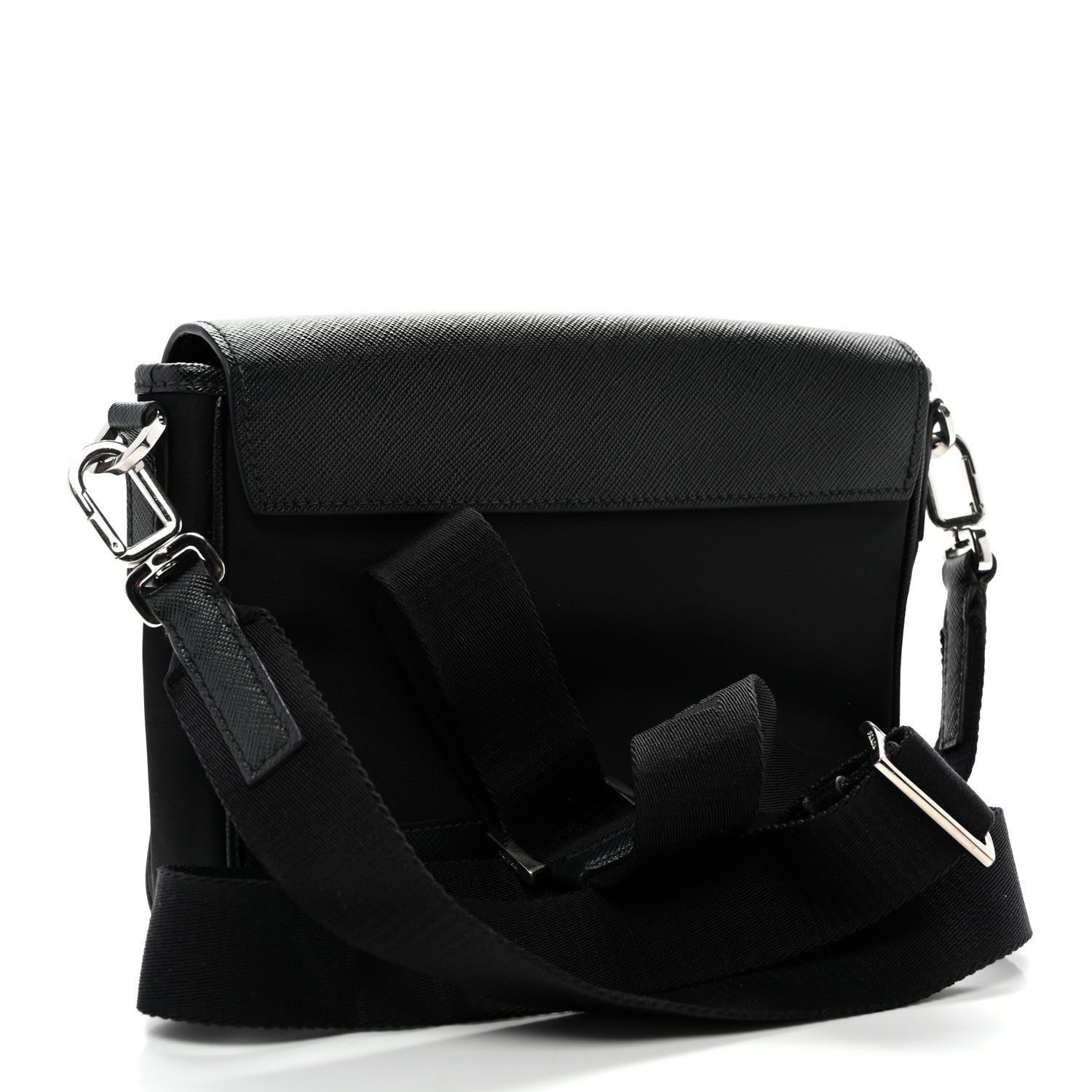 Prada Re-Nylon Saffiano Triangle Shoulder Bag Black