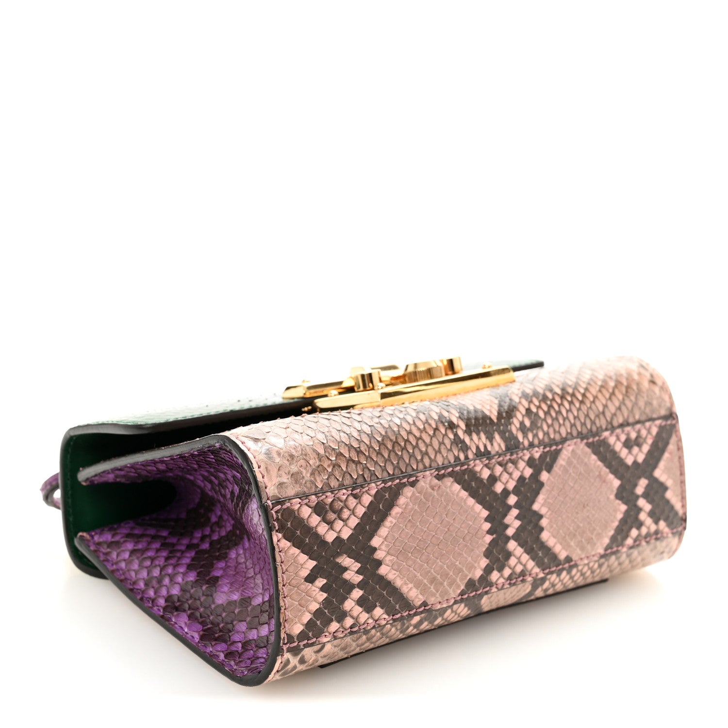 Gucci Snakeskin Small Padlock Shoulder Bag Green Pink Purple