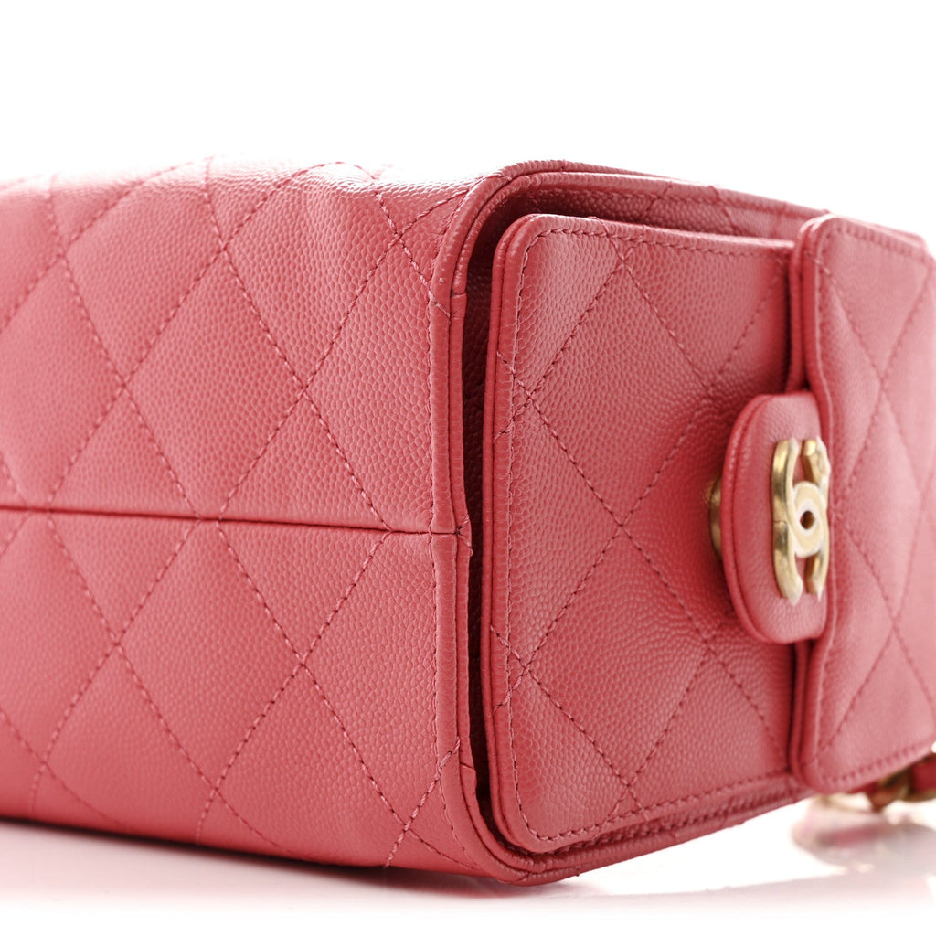 Chanel Caviar Quilted Mini Chanel 25 Handbag Coral