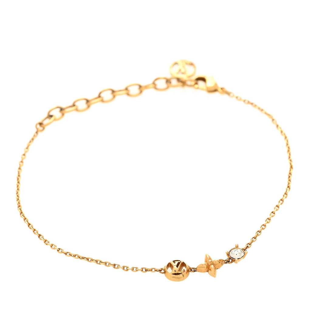 Louis Vuitton Metal Crystal Petit Louis Bracelet Gold