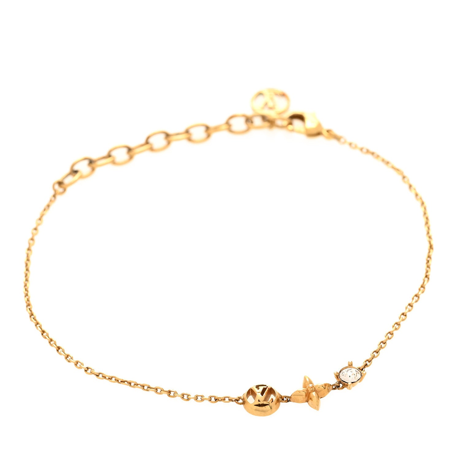 Louis Vuitton Metal Crystal Petit Louis Bracelet Gold