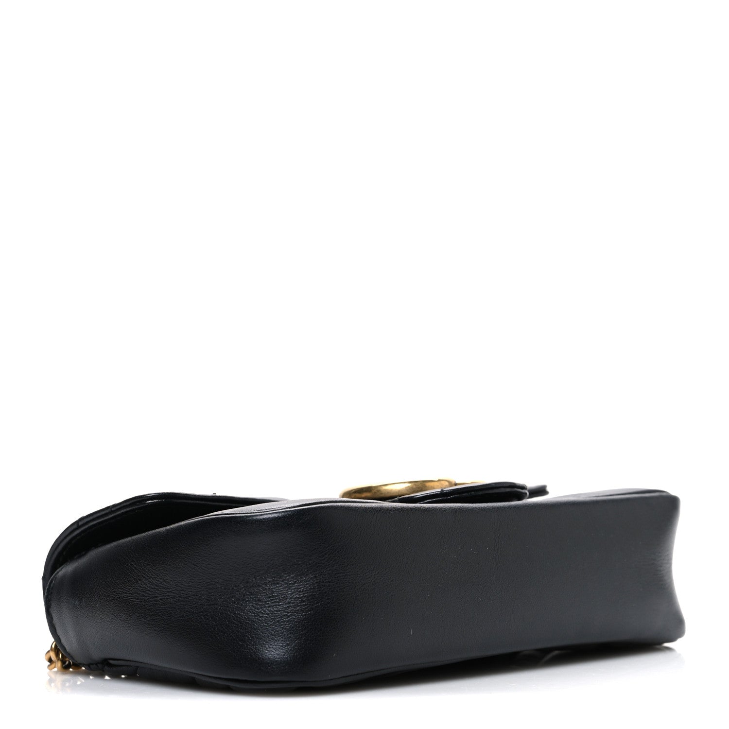 Gucci Calfskin Matelasse Super Mini GG Marmont Shoulder Bag Black