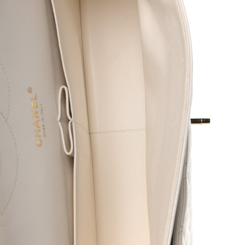 Chanel Caviar Quilted Jumbo Double Flap White