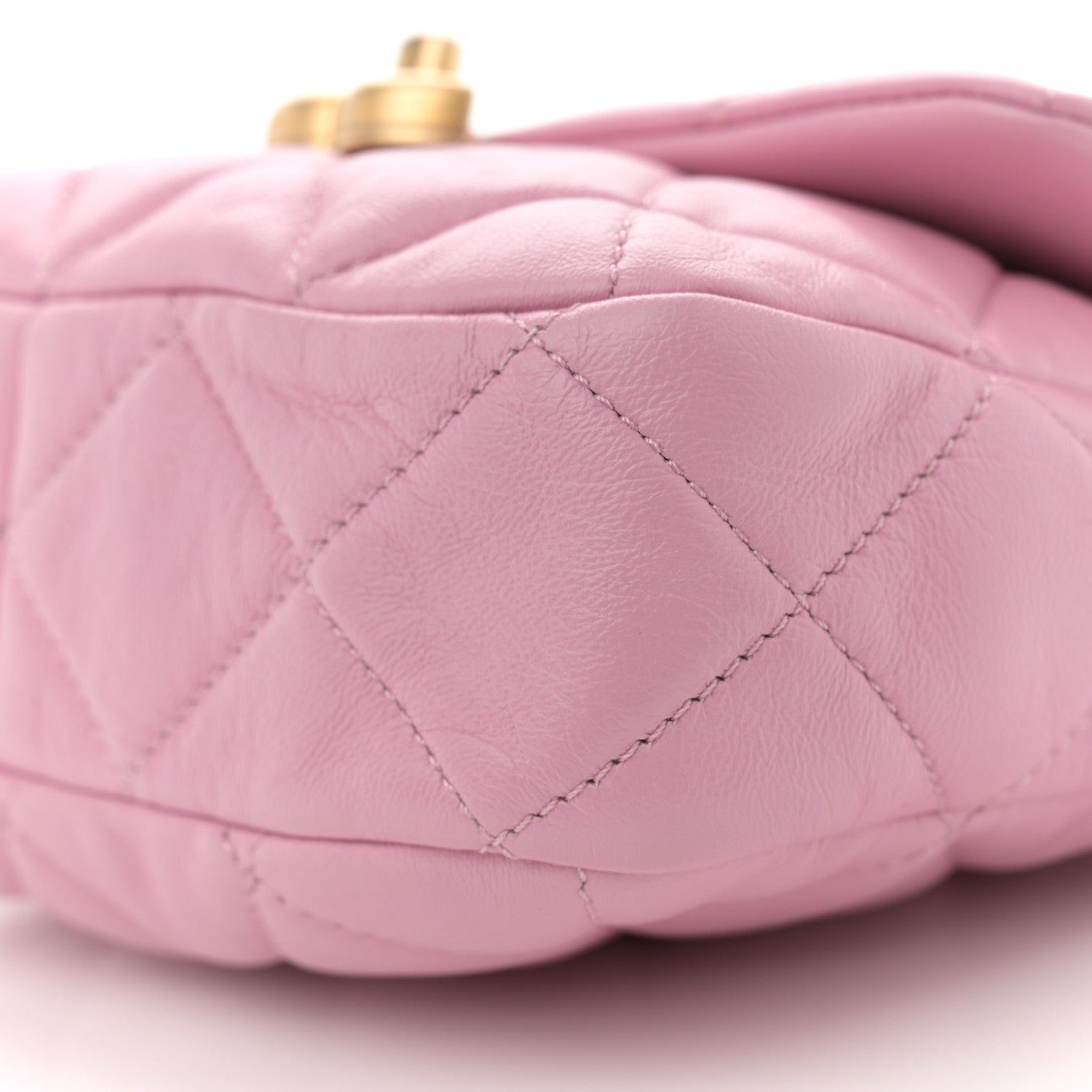 Chanel Lambskin Quilted Mini Lacquered Chain Flap Pink