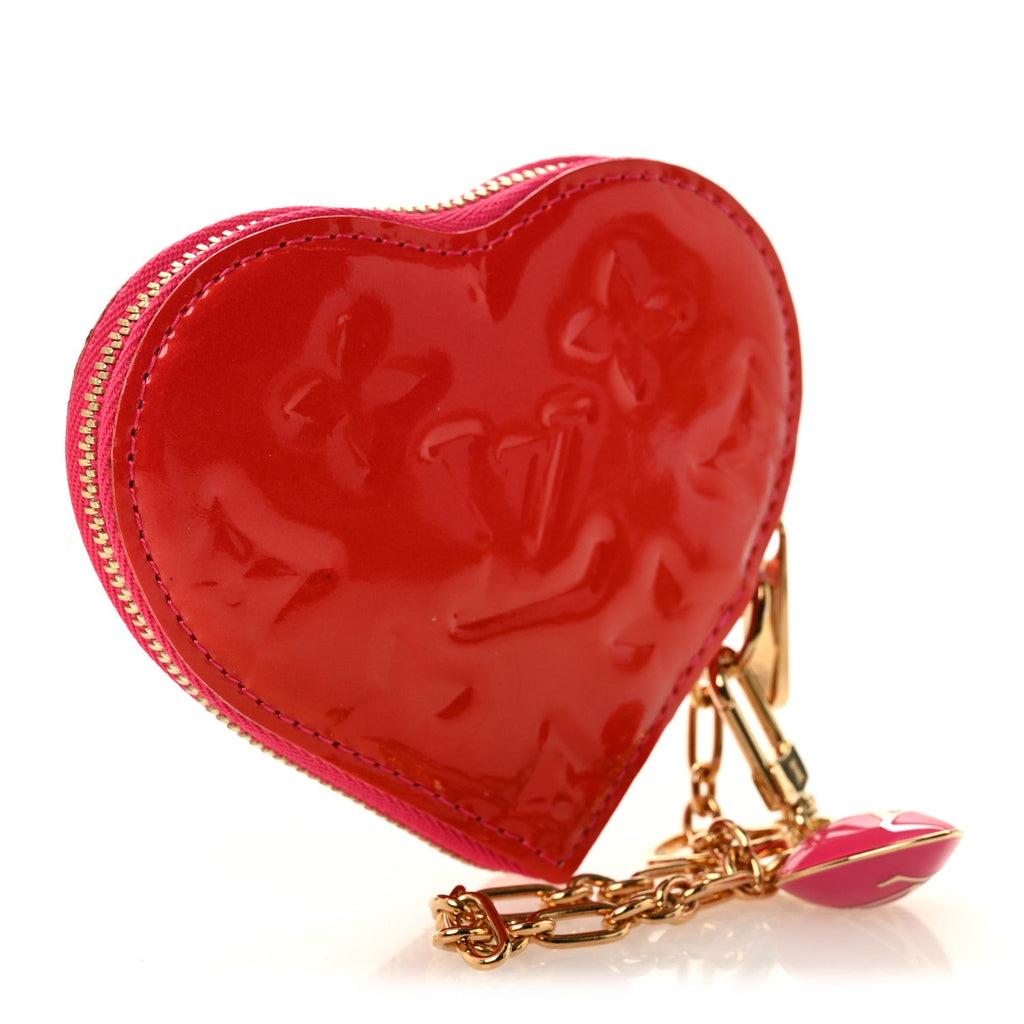 Louis Vuitton Vernis Heart Coin Purse Rose Pop