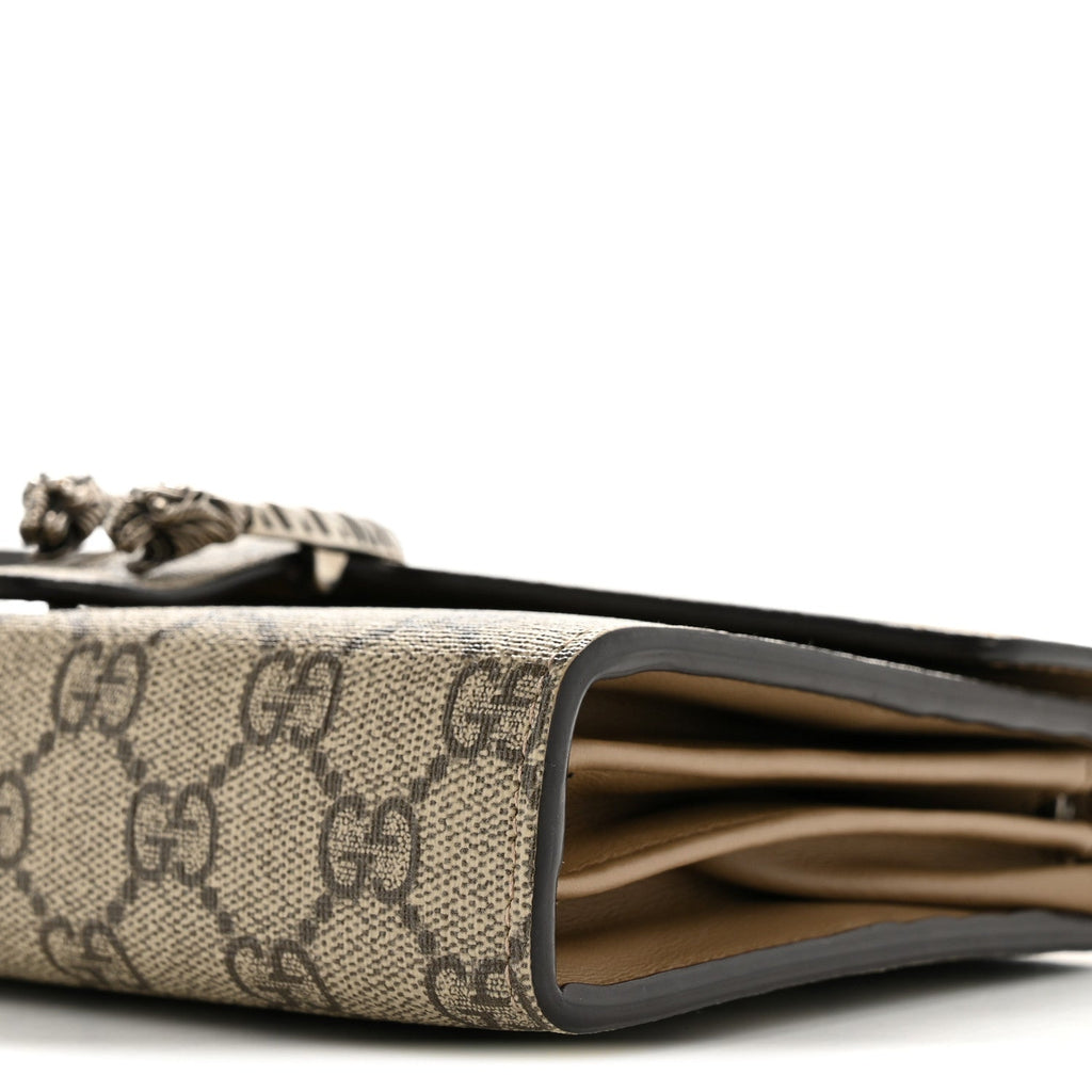 Gucci GG Supreme Monogram Mini Dionysus Chain Wallet Beige Taupe