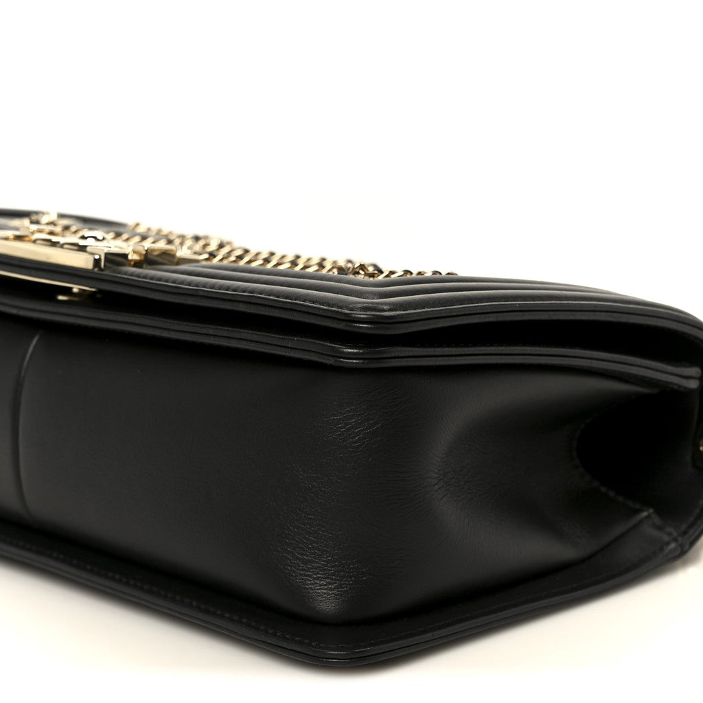 Chanel Calfskin Quilted Medium Chain Detail Boy Flap Black