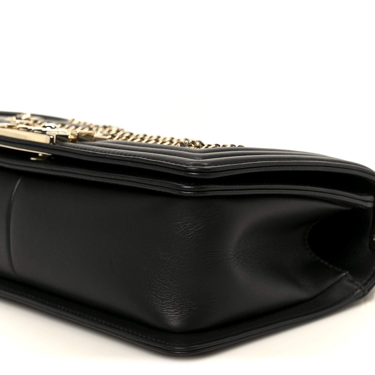 Chanel Calfskin Quilted Medium Chain Detail Boy Flap Black