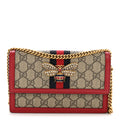 Gucci GG Supreme Monogram Web Queen Margaret Chain Wallet Red