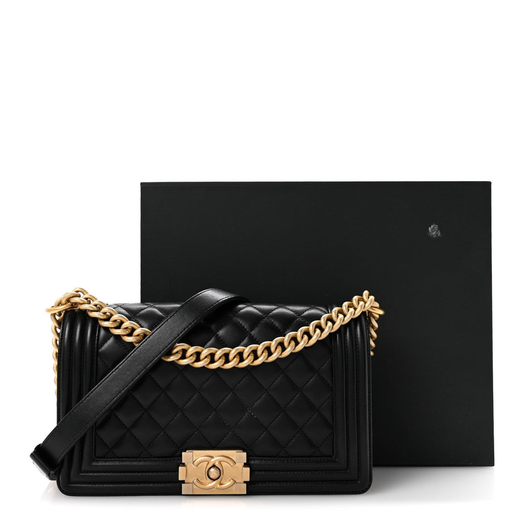 Chanel Lambskin Quilted Medium Boy Flap Black
