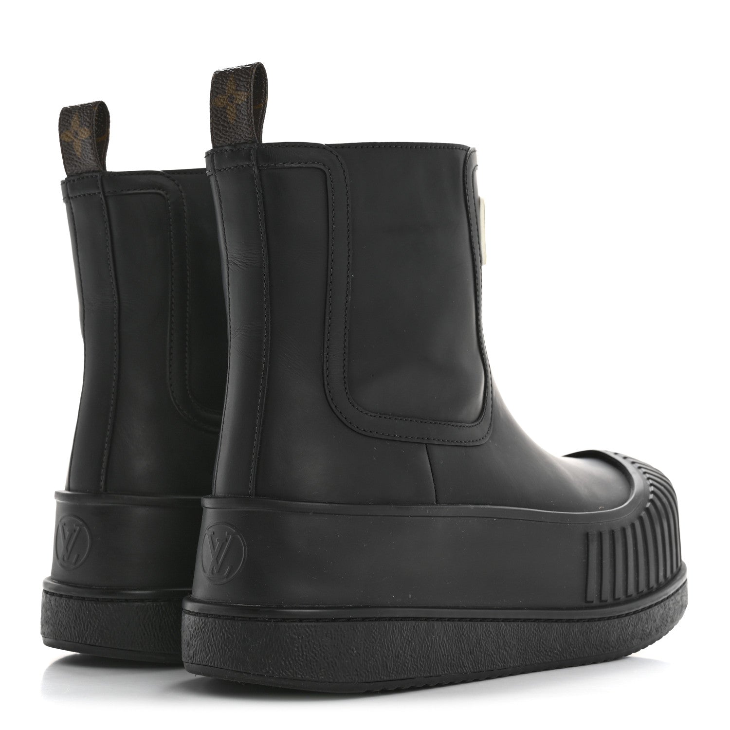 Louis Vuitton Calfskin Polar Flat Ankle Boots 38 Black