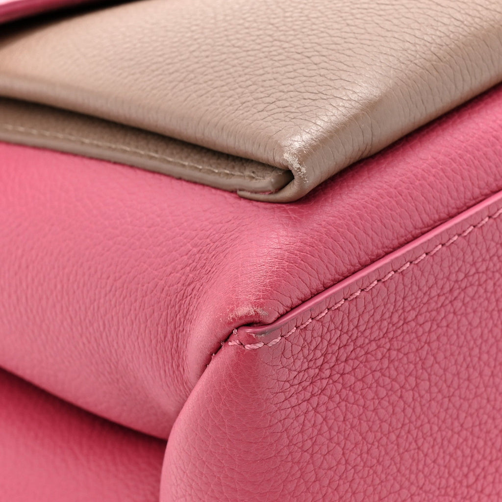 Louis Vuitton Soft Calfskin My Lockme Top Handle Lie De Vin Oxford Greige