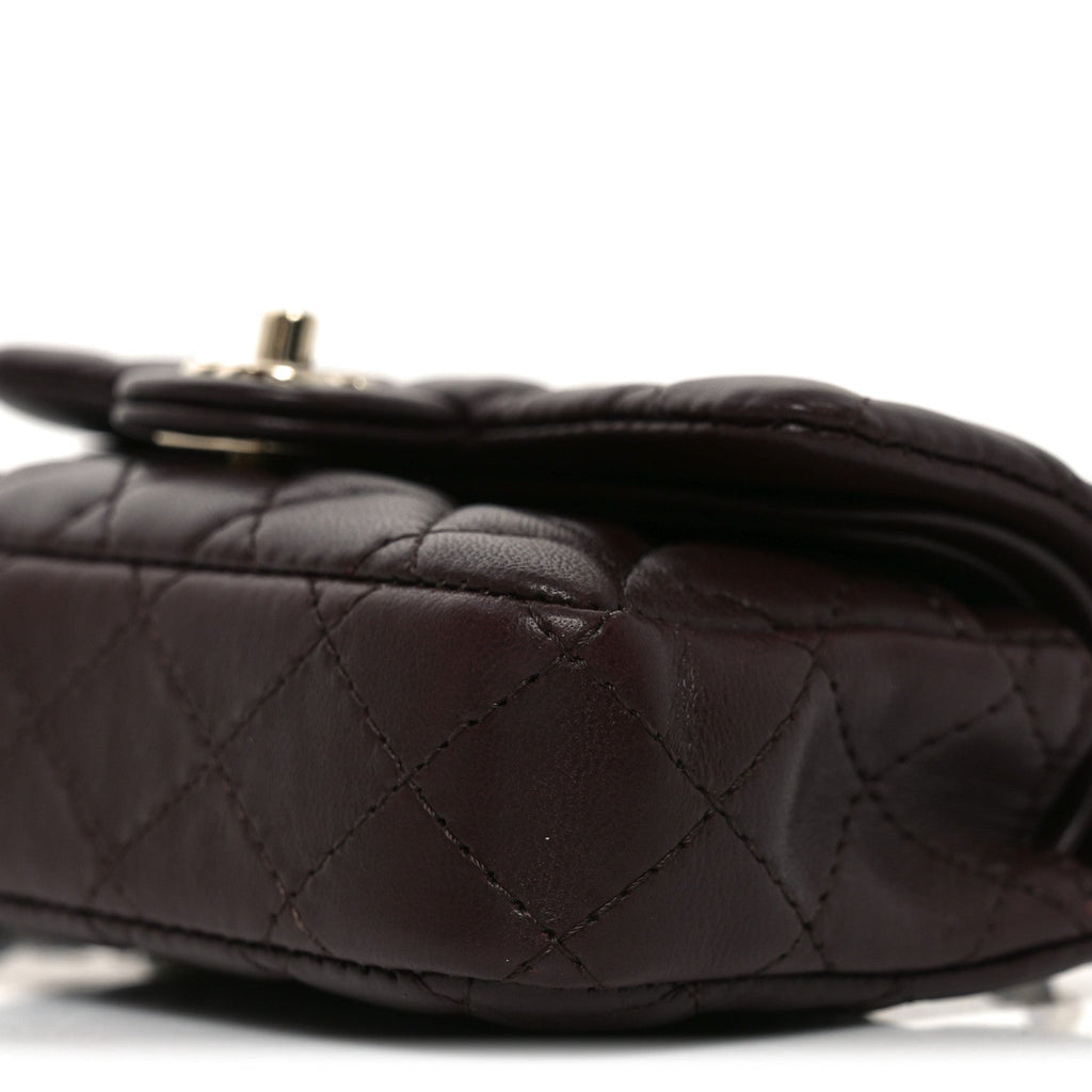 Chanel Lambskin Quilted Mini Double Flap With Hook Dark Brown