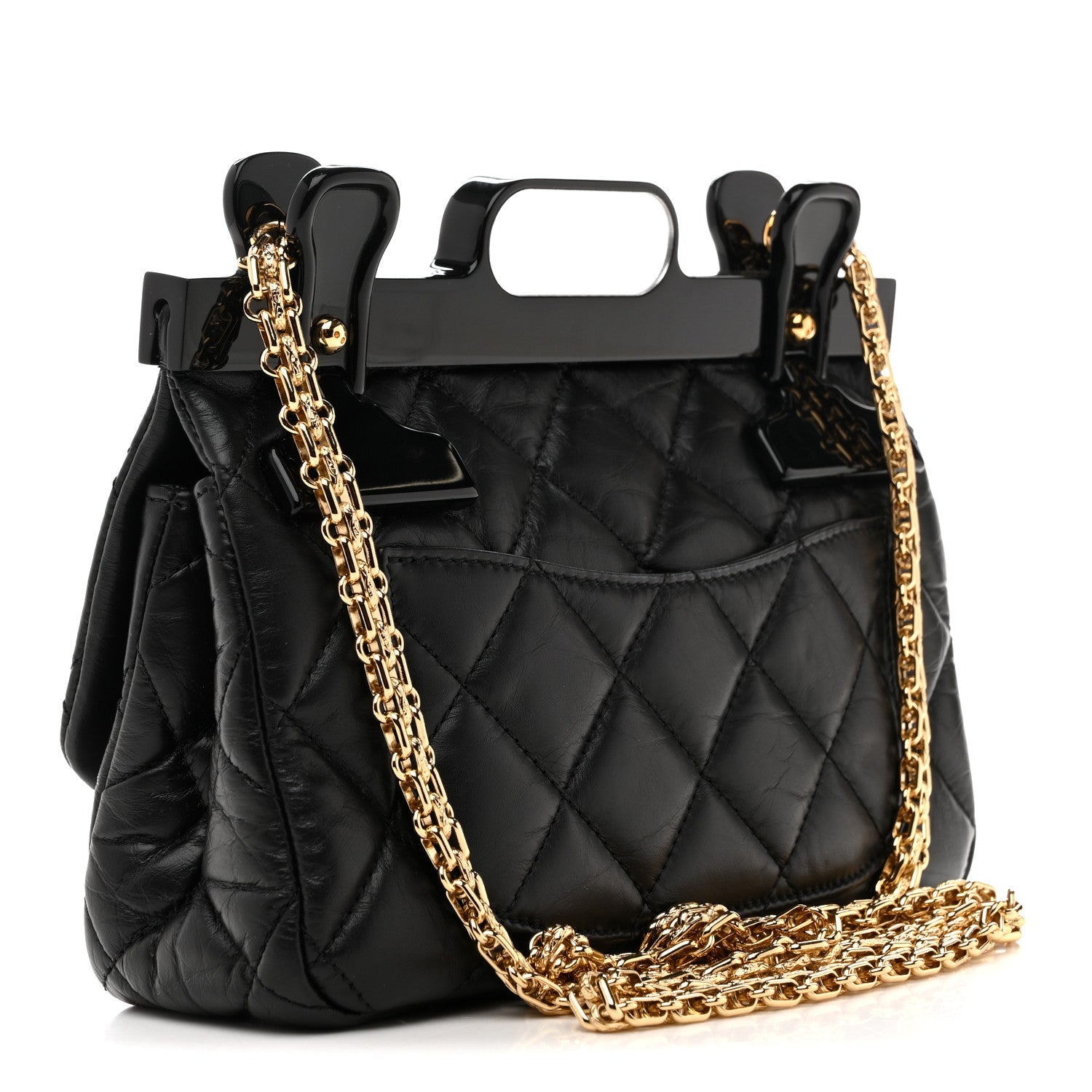 Chanel Aged Calfskin Quilted 2.55 Reissue Mini Hanger Flap Black