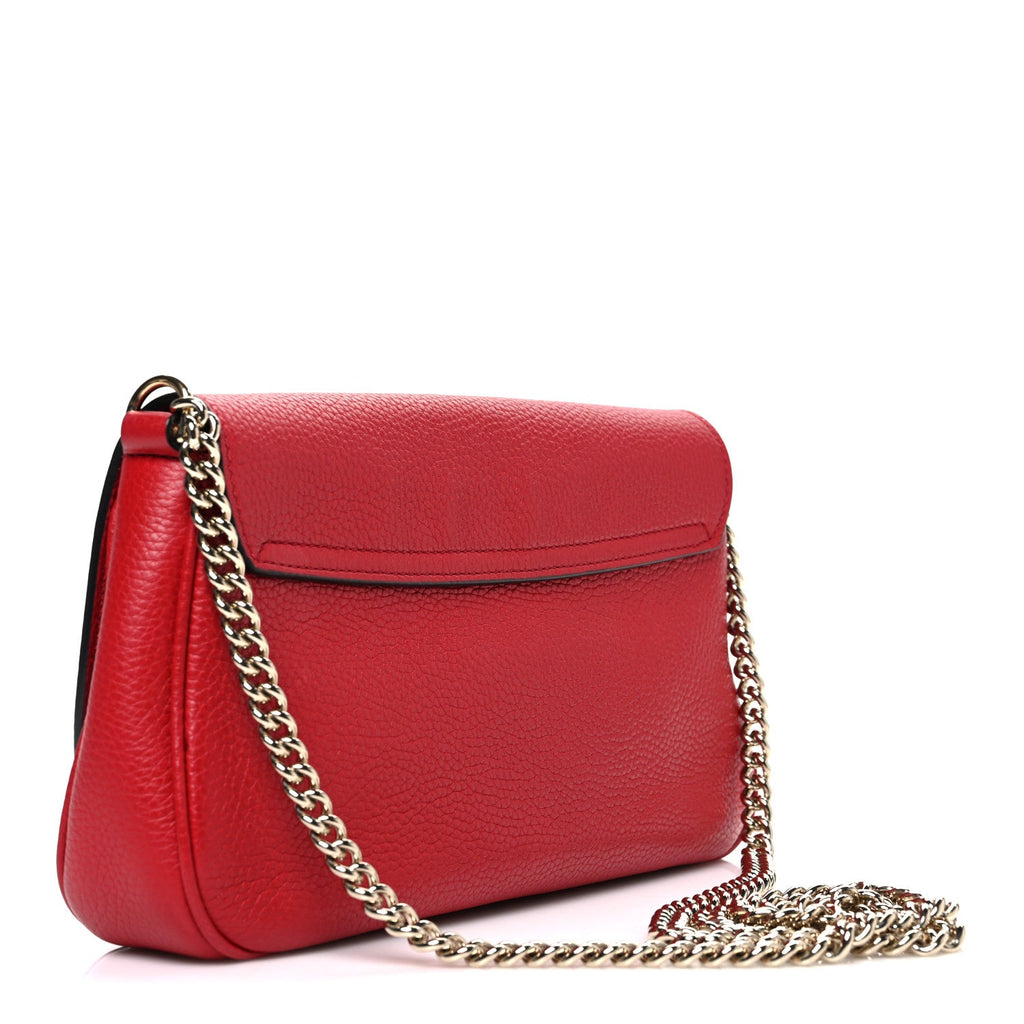 Gucci Pebbled Calfskin Medium Soho Flap Crossbody Vibrant Red