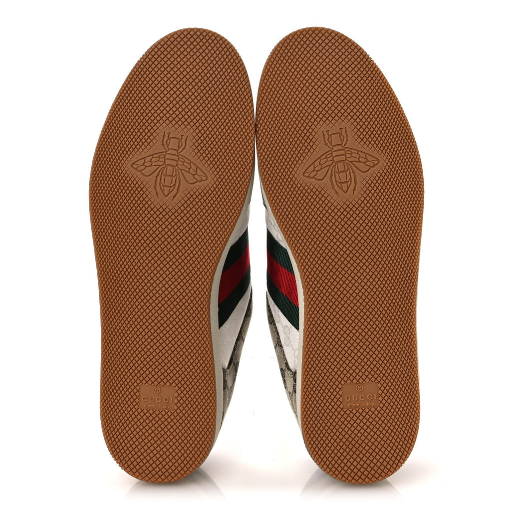 Gucci Calfskin Lame GG Monogram Web Mens Screener Sneakers 10